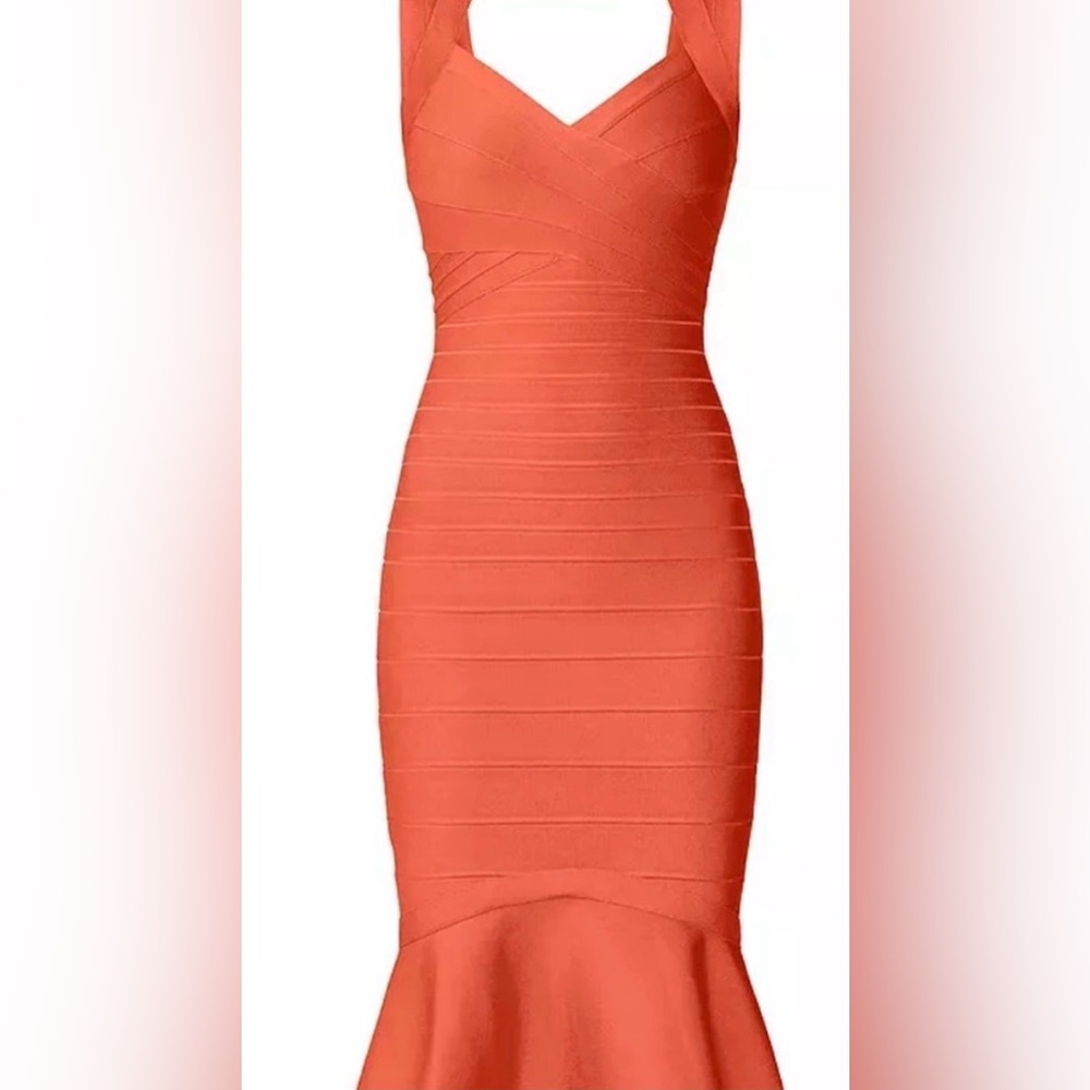HERVE LEGER Sweetheart Flare Hem Bandage Dress